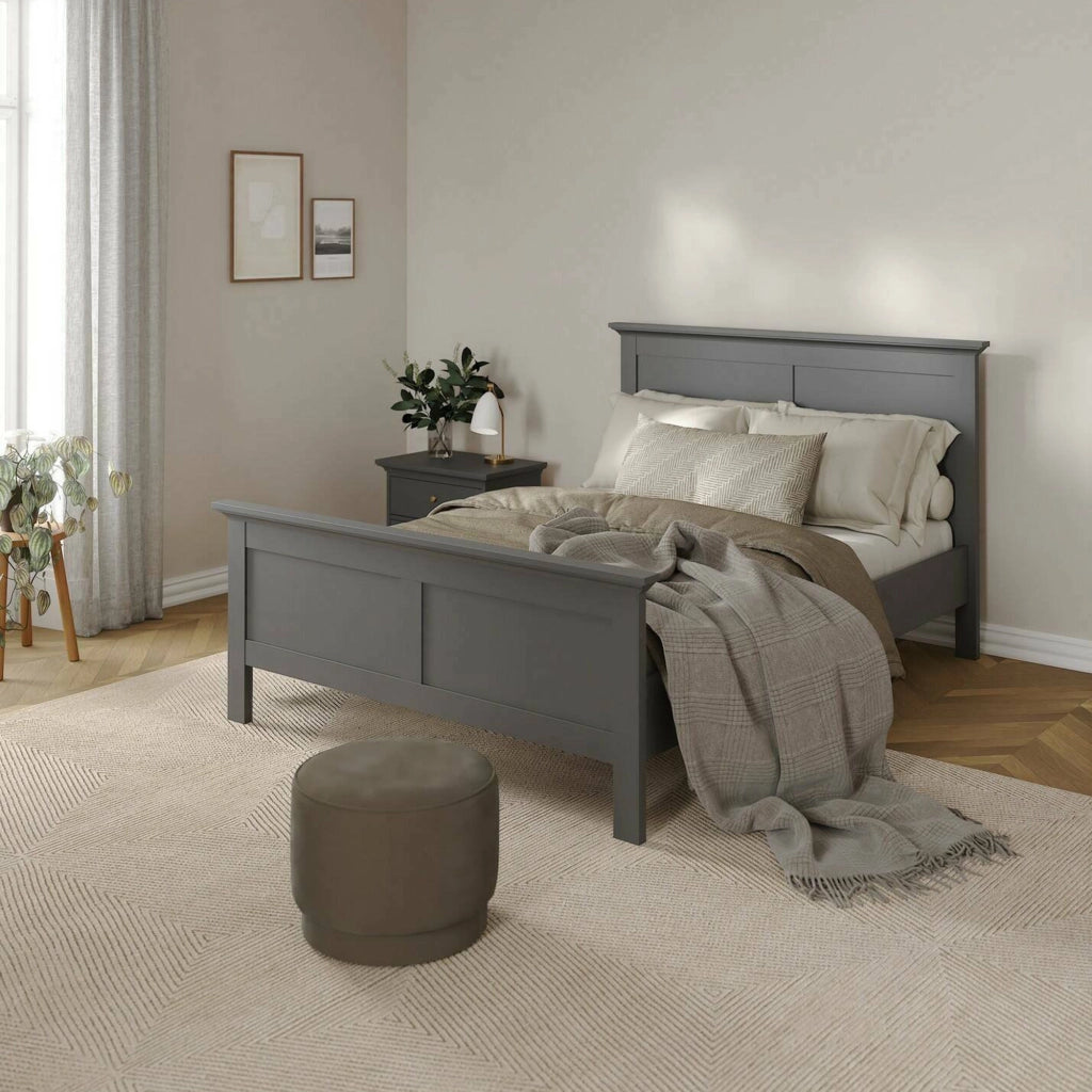 Letto singolo Clan, Sommier per camera da letto, Giroletto per stanza, Struttura porta materasso, 211x158 h110 cm, Grigio