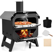 Pizza aperta all'aperto, forno per pizza portatile con pietra per pizza, pala per pizza e copertura in tessuto Oxford, forno a legna in acciaio inox con manici, forno per pizza per giardino