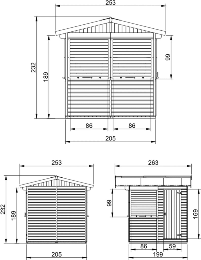 TIMBELA M149BZ Chiosco in Legno con Serrande Avvolgibili 4 m²
