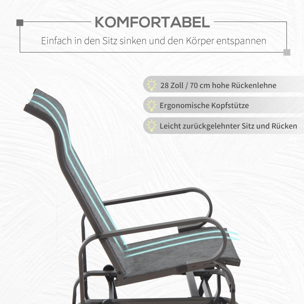 Sedia a dondolo da giardino in metallo ¨C zephmum ¨C grigio+beige 60x78x105 cm