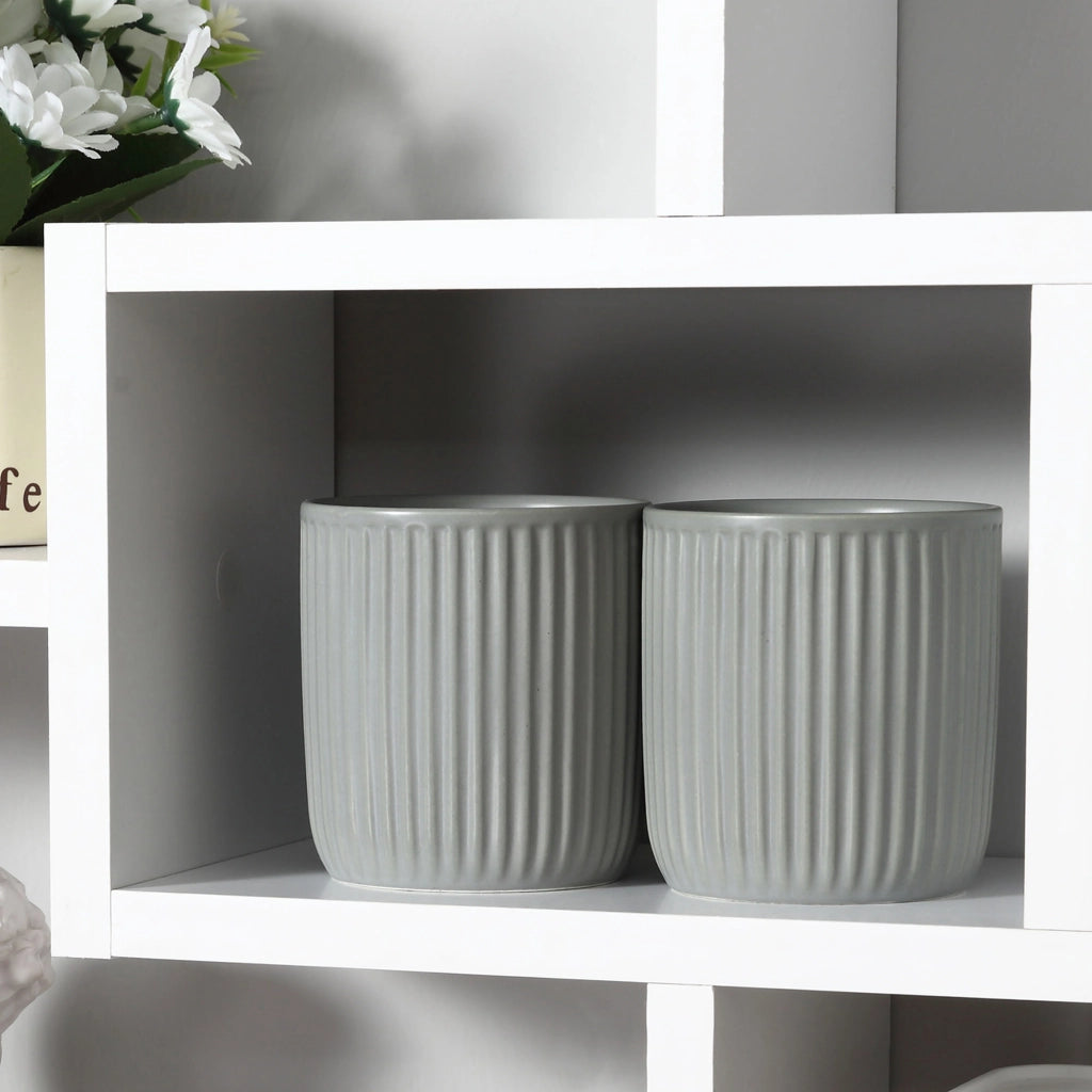 Libreria a Parete con 8 Cubi ¨C zephmum ¨C Bianco 85x14.5x47.5 cm