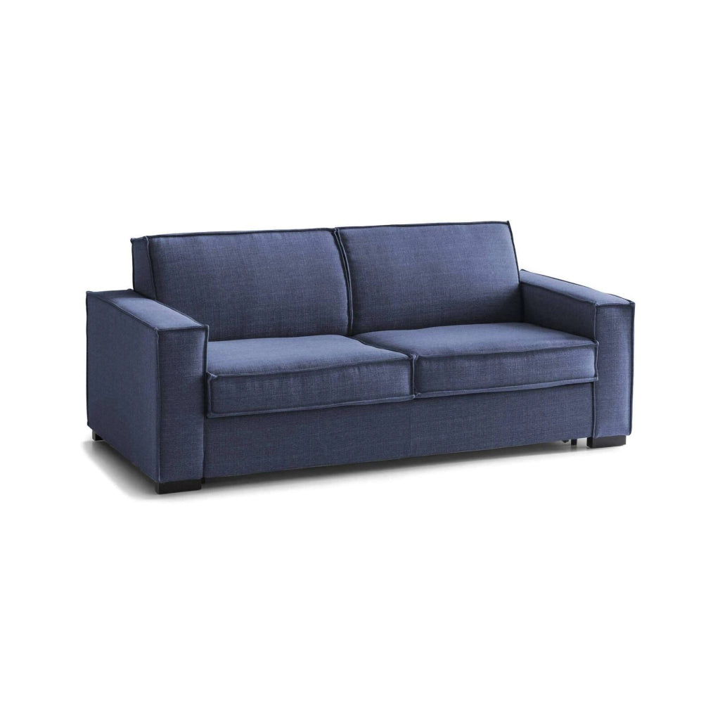 Divano fisso Abernathy, Divano a 3 posti, Made in Italy, SofÒ  Soggiorno in tessuto, con Braccioli slim, cm 200x95h90, Blu
