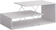 Tavolino da salotto Nario, Bianco, 100 x 50 cm, con ulteriore ripiano per la conservazione di riviste