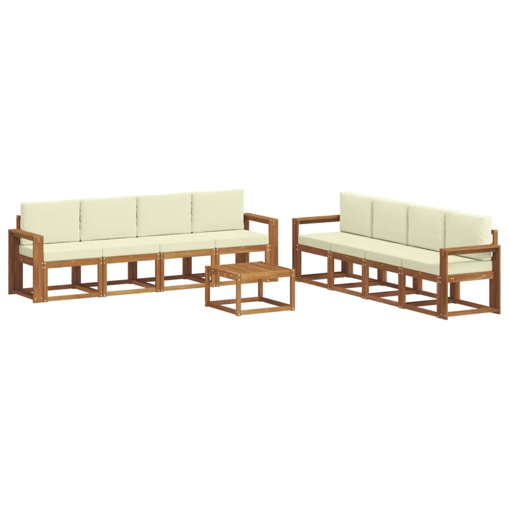 Set di divani da esterno con cuscino 9 pcs Naturale e Crema 3366188