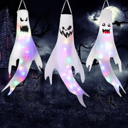 Decorazione di Halloween - 3 pezzi di zavorra fantasma illuminazione LED calda bianca - bandiera da spavento zavorra per casa cortile terrazza prato giardino