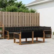 Set di divani da esterno con cuscino 7 pcs Naturale e Nero 3381480