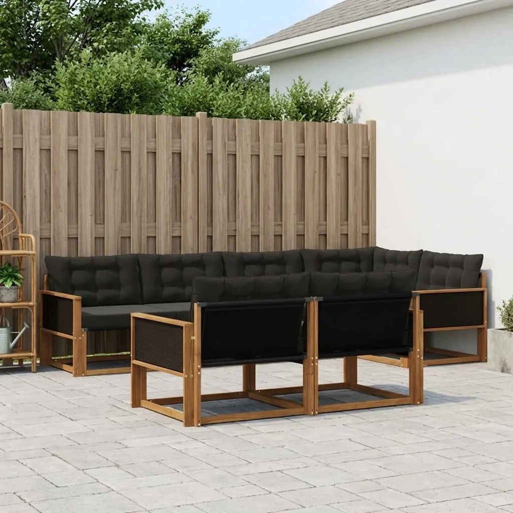 Set di divani da esterno con cuscino 7 pcs Naturale e Nero 3381480