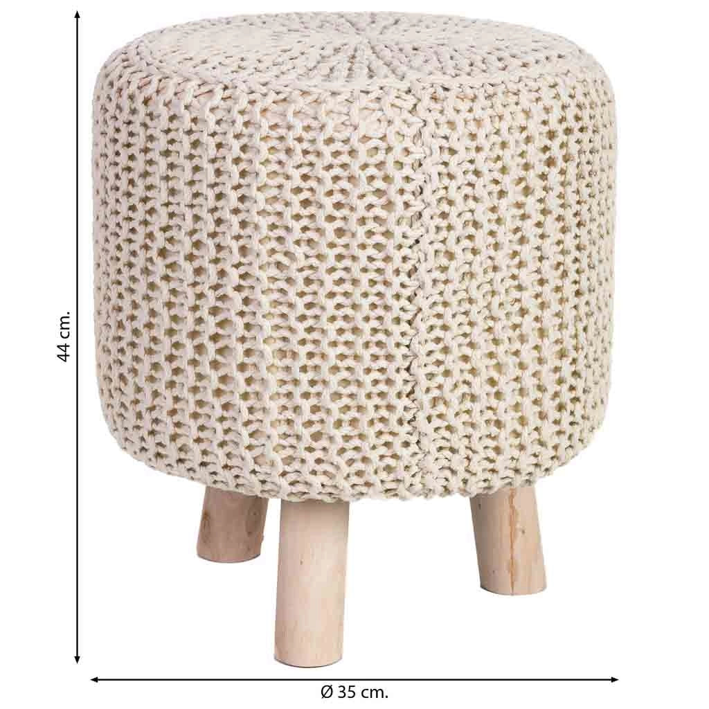 Sgabello in cotone intrecciato e legno giallo 35x35x44h cm