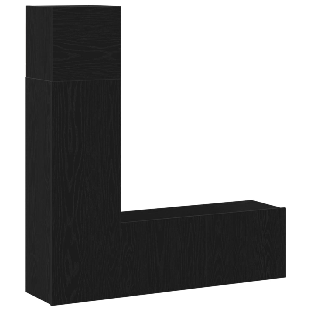 Set di mobili TV 3 pezzi  in legno ingegnerizzato di rovere nero