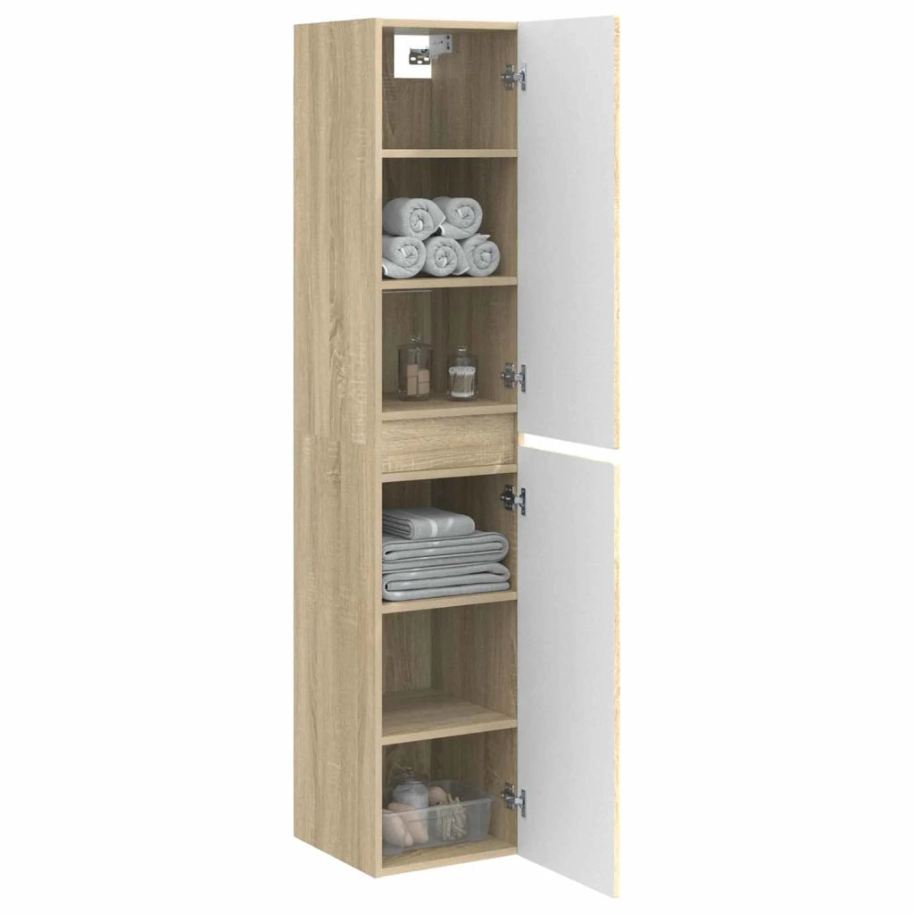 Mobiletto da Bagno a Muro Rovere Sonoma 33 x 34,5 x 160 cm