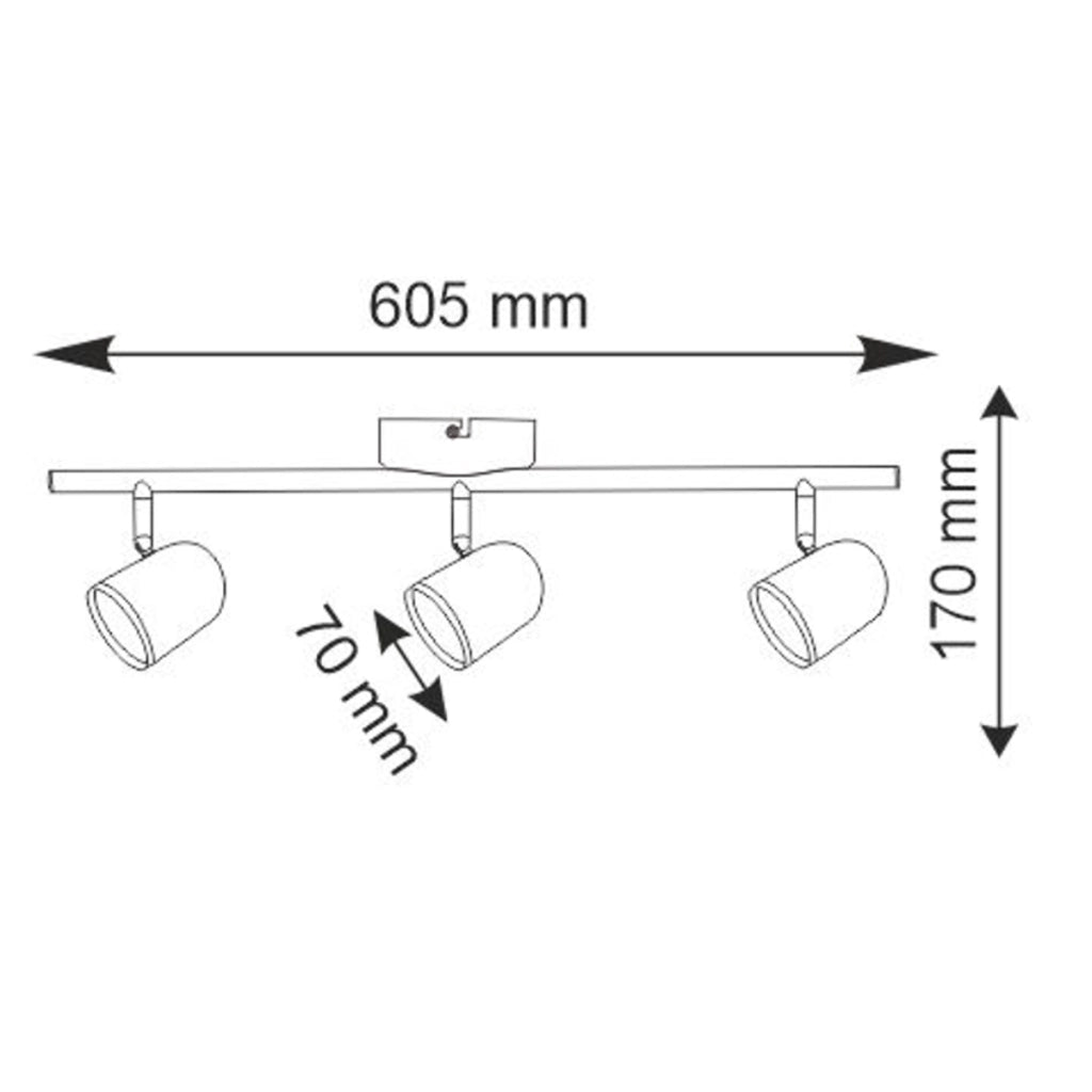 Lampada parete-soffitto LED 3 luci nera 3000K Polux