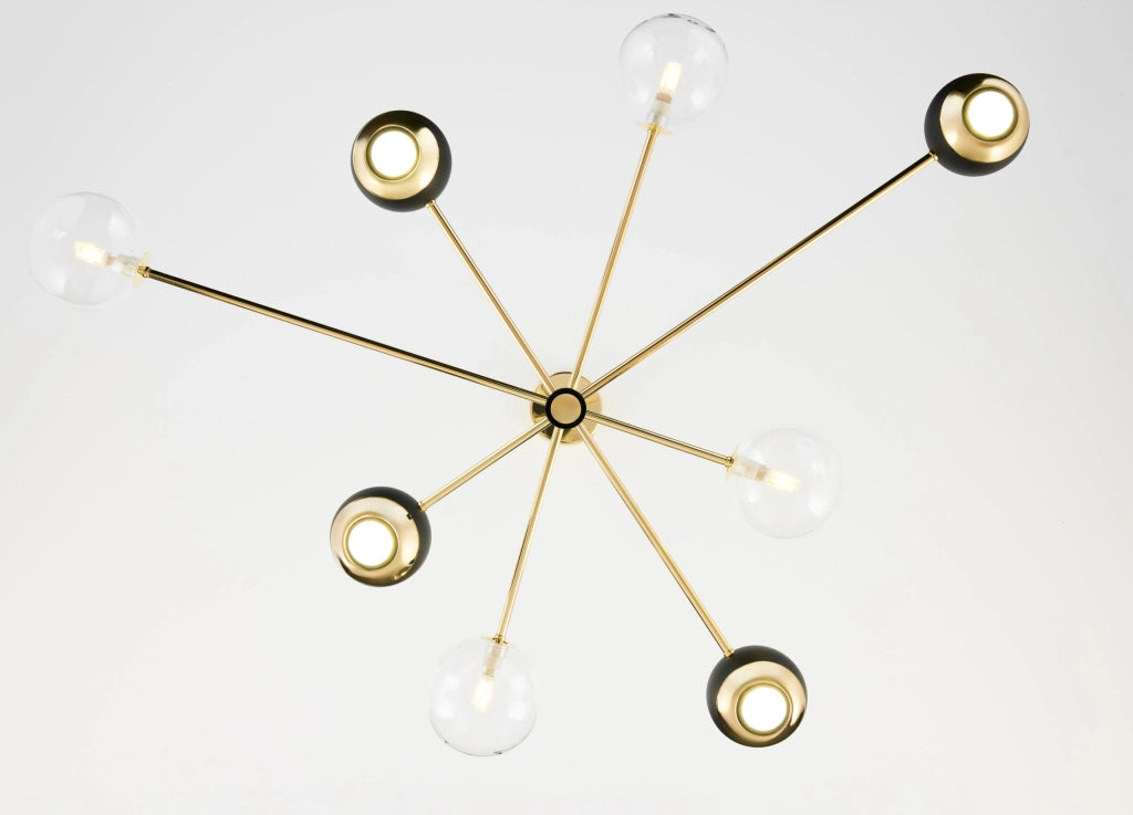 Lampadario moderno oro/nero vetro 8 luci Jupiter MOKA