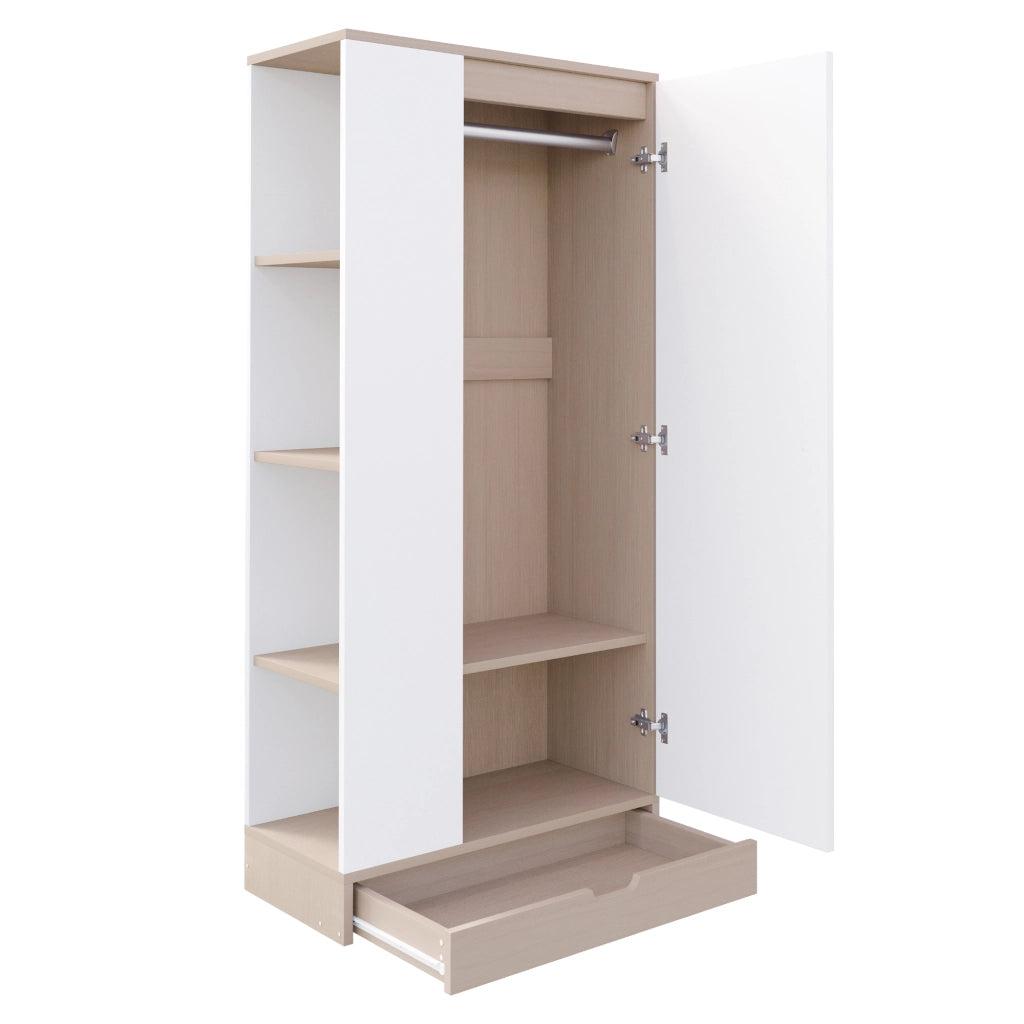 ARMADIO a 1 anta 70 x 40 x 170 cm Legno Bianco/Naturale