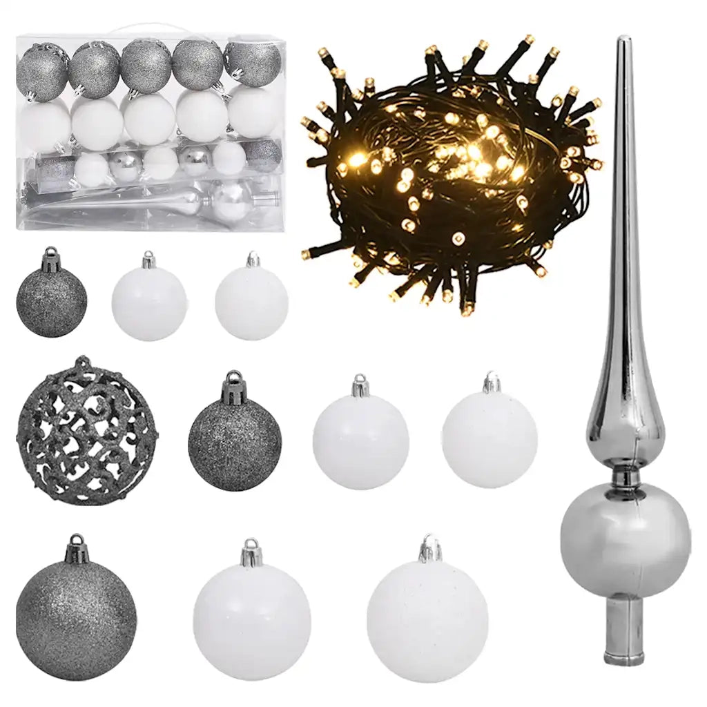 Albero Natale Incernierato con 150 LED e Palline 150 cm 3210106