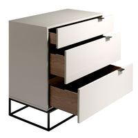 Cassettiera legno grigio e acciaio nero