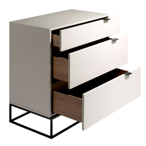 Cassettiera legno grigio e acciaio nero