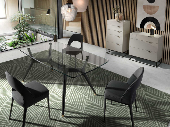 Cassettiera legno grigio e acciaio nero