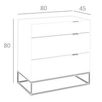 Cassettiera legno grigio e acciaio nero