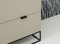 Cassettiera legno grigio e acciaio nero