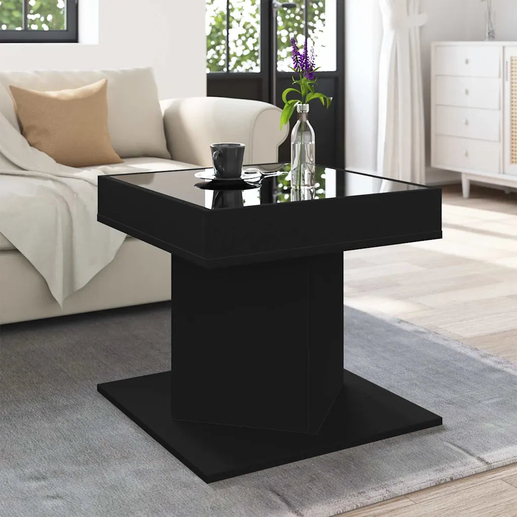 Tavolino salotto | Tavolino da caff¨¨ | Tavolino da Soggiorno con LED Nero 50x50x45 cm Legno Multistrato