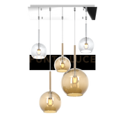 SOSP. CROMO RETTANGOLARE 5 LUCI VETRI (1 GRANDE AM+1 MEDIO AM+3 PICCOLO (1X AM+2X TR)) 1155CR-S5 RMIX-TA
