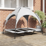 Letto Rialzato per Cani con Tetto Rimovibile Grigio Argento XL Acciaio