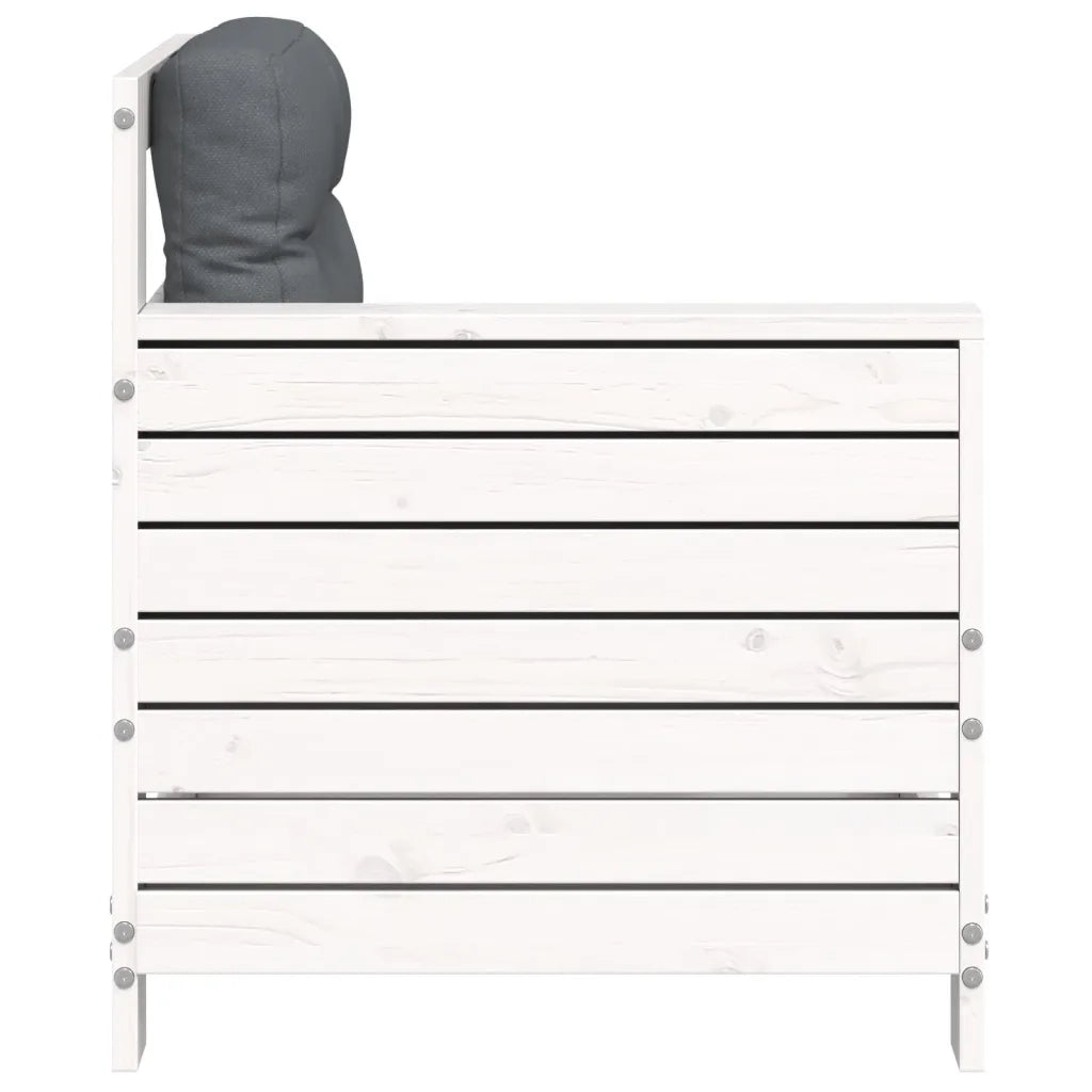 Divano Giardino Senza Braccioli con Cuscino Bianco Legno Pino 844921
