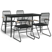Set da Pranzo da Giardino 5 pz | Set Salotto da Giardino Nero in Rattan PVC