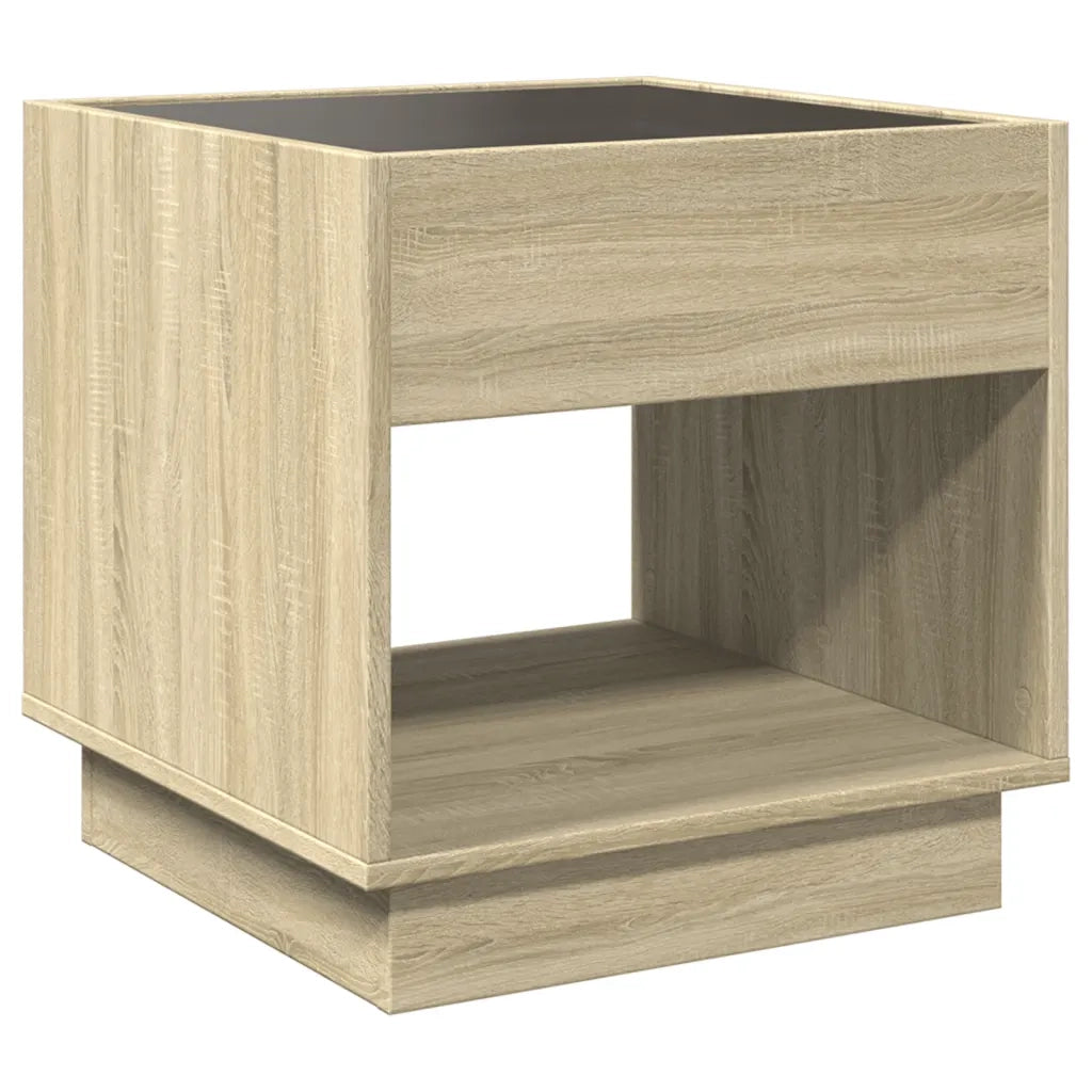 Tavolino da Salotto con LED Infinity Rovere Sonoma 50x50x50 cm 847653