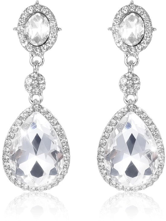 Orecchini Clip-on con Pailletti - Eleganti Appesi - 4 cm - Per Signore - Matrimonio/Festa di Compleanno