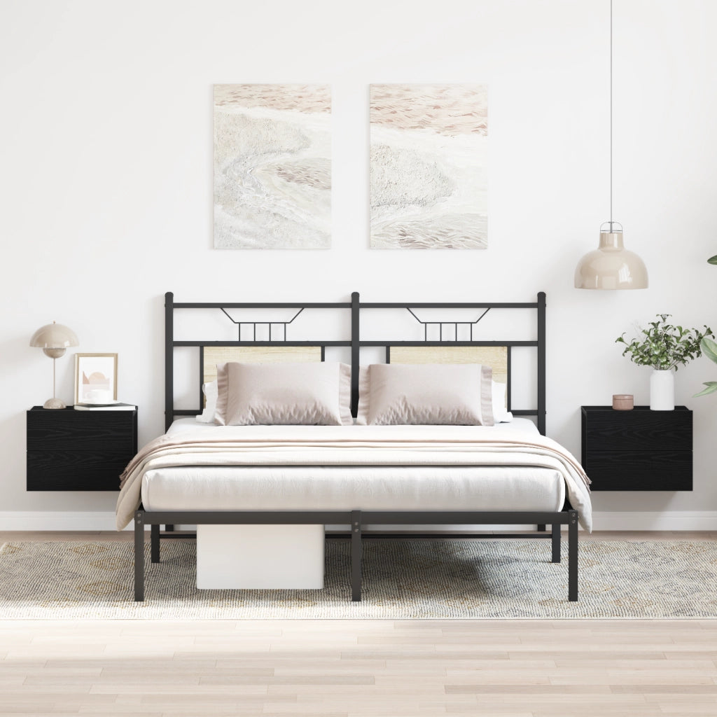 2 Comodini Rovere Nero 40x30x30 cm in Legno Ingegnerizzato