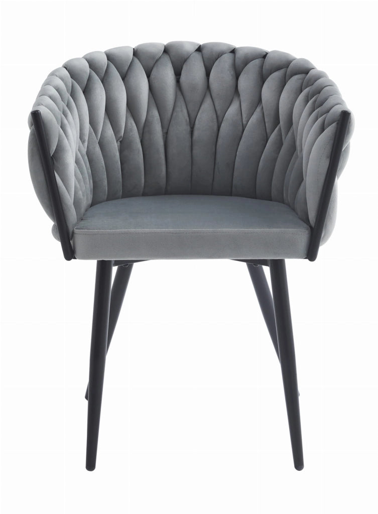 Sedia trapuntata in velluto grigio chiaro Valora MAYAN x 1 | stile moderno