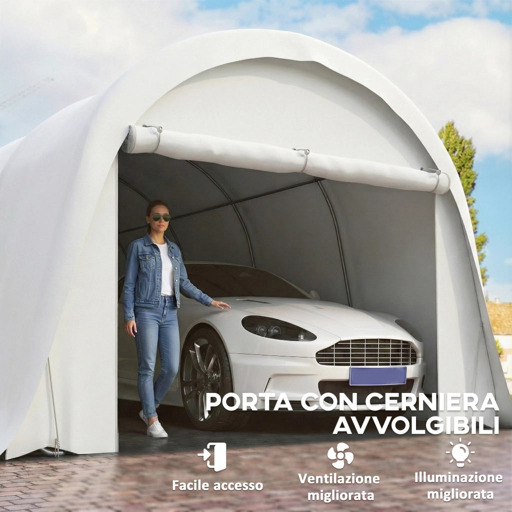 Tenda Garage Auto Esterno - Xylo - Telaio Zincato UV50+ 3.6x7.2m Crema