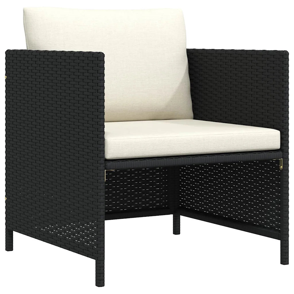 Poltrona da Giardino con Cuscini in Polyrattan Nero 313510