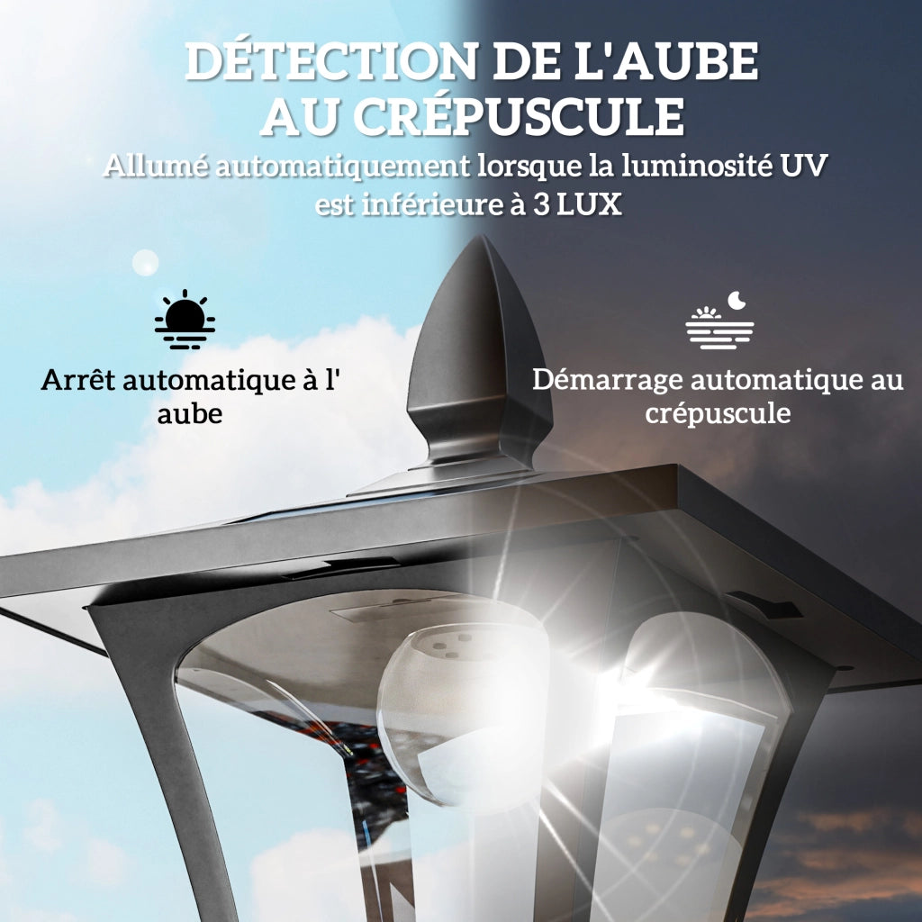 Lampada da giardino solare classica LED ¨C zephmum ¨C 18x18x160 cm nero