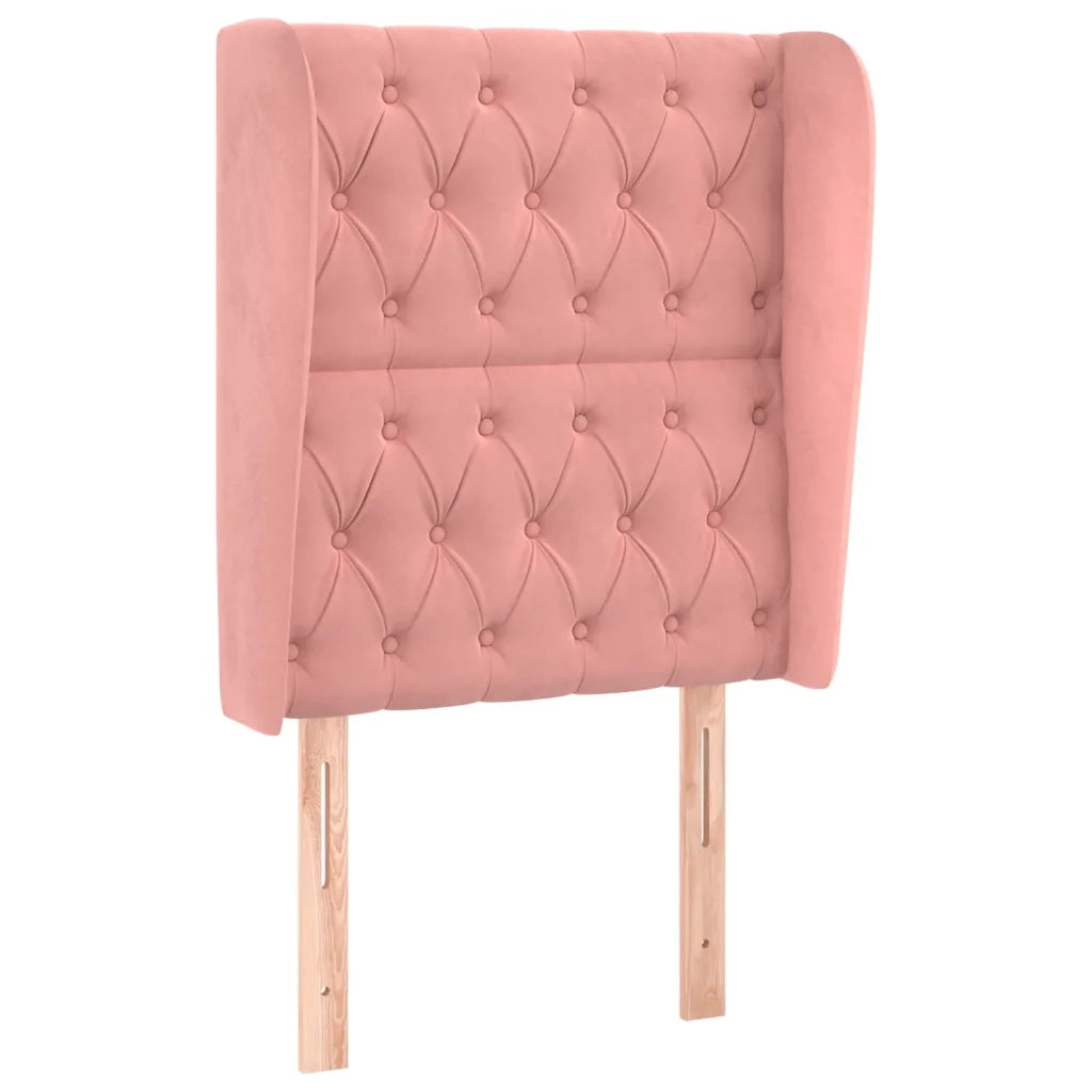 Testiera ad Orecchio-Testata con Orecchie Rosa 83x23x118/128 cm in Velluto 367581