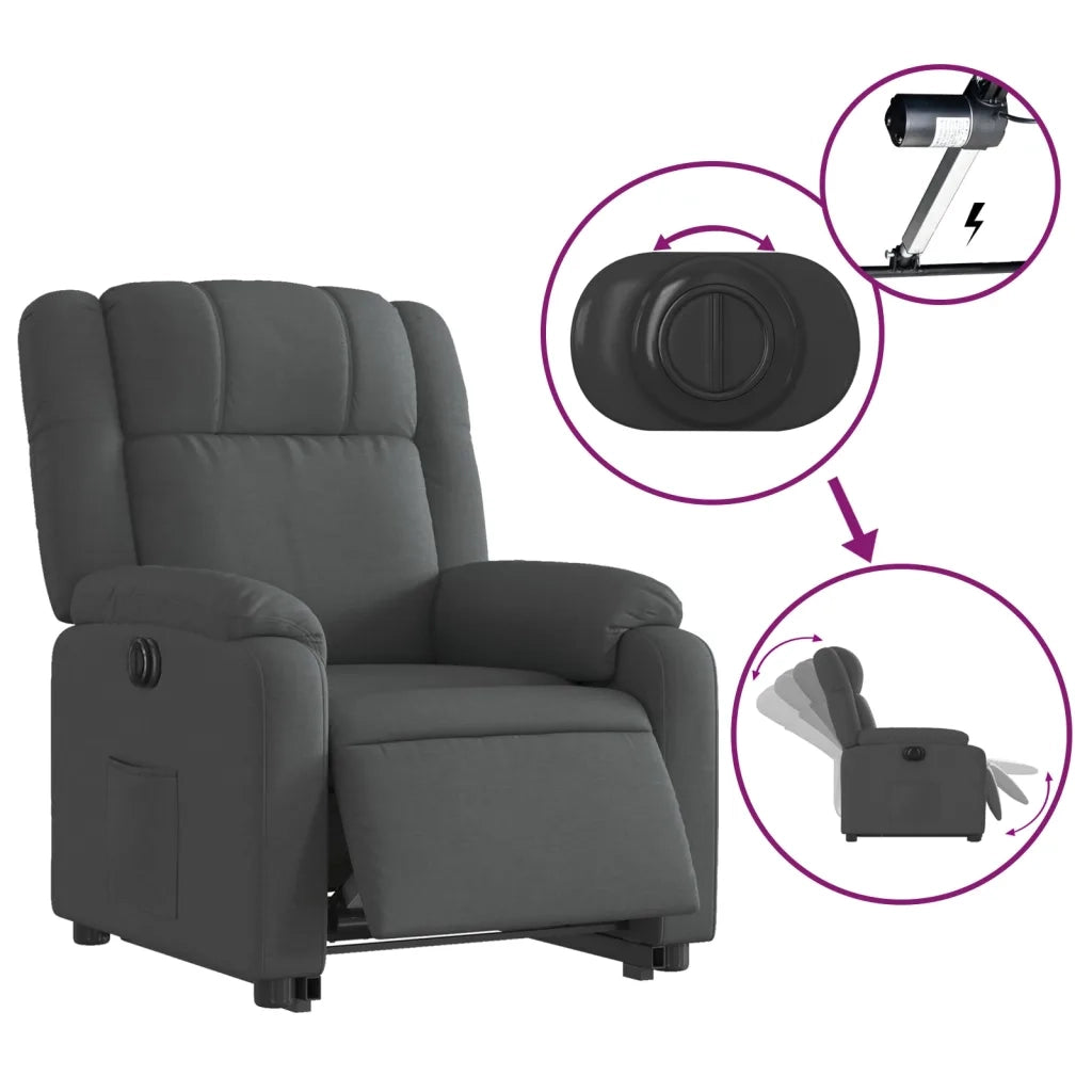 Poltrona Alzapersona Reclinabile Elettrica Grigio Scuro Tessuto 3205227