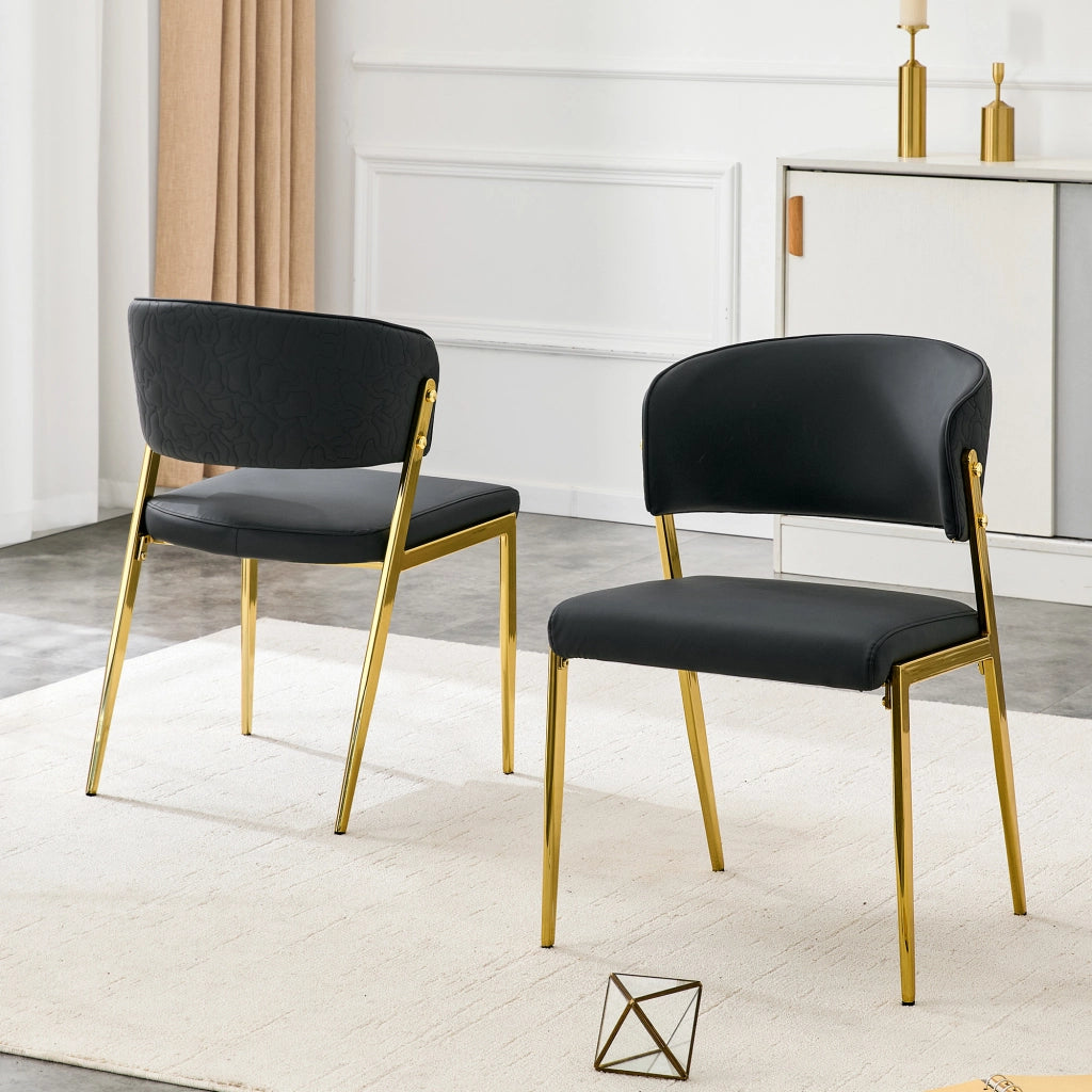 SEDIA da pranzo moderna con schienale curvo in PU nero, Set da 2 pezzi