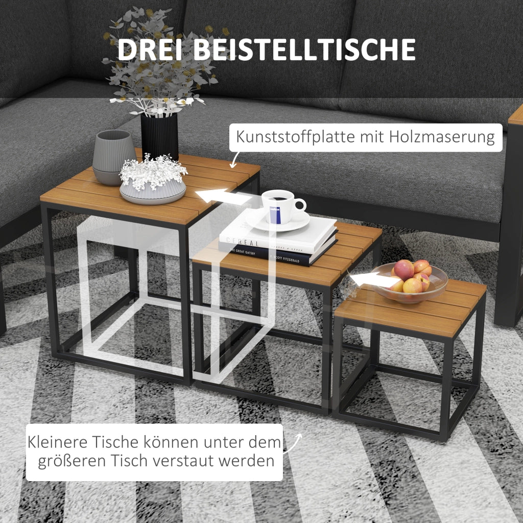 Set Salotto da Giardino 5 Pezzi ¨C Xylo ¨C Polyrattan Grigio e Legno Naturale 148x61x71,5cm