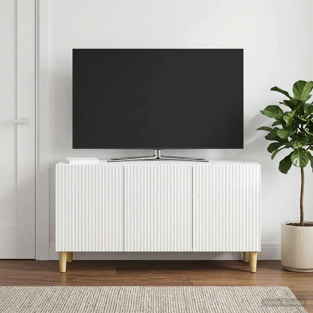 Mobile TV Bianco Lucido 99 x 34,5 x 50 cm Legno ingegnerizzato 894719