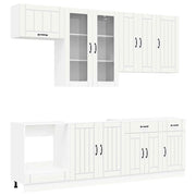 Set di armadi con cassetto 8 pcs Bianco Legno multistrato 3438143