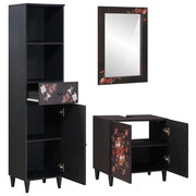 Set di Armadi da Bagno | Armadio da bagno con porta 3 pz Legno di mango massello