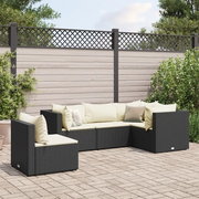 Set Divani da Giardino 5 pz con Cuscini Nero in Polyrattan 3308152