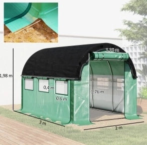 Serra a tunnel verde 3 x 2 x 2 m con copertura rinforzata