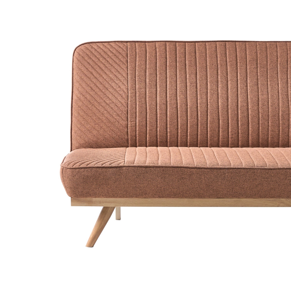 Divano letto Marrone Dorato Rivestimento in tessuto Gambe in metallo 2 posti Seduta con schienale imbottito Design moderno Senza braccioli