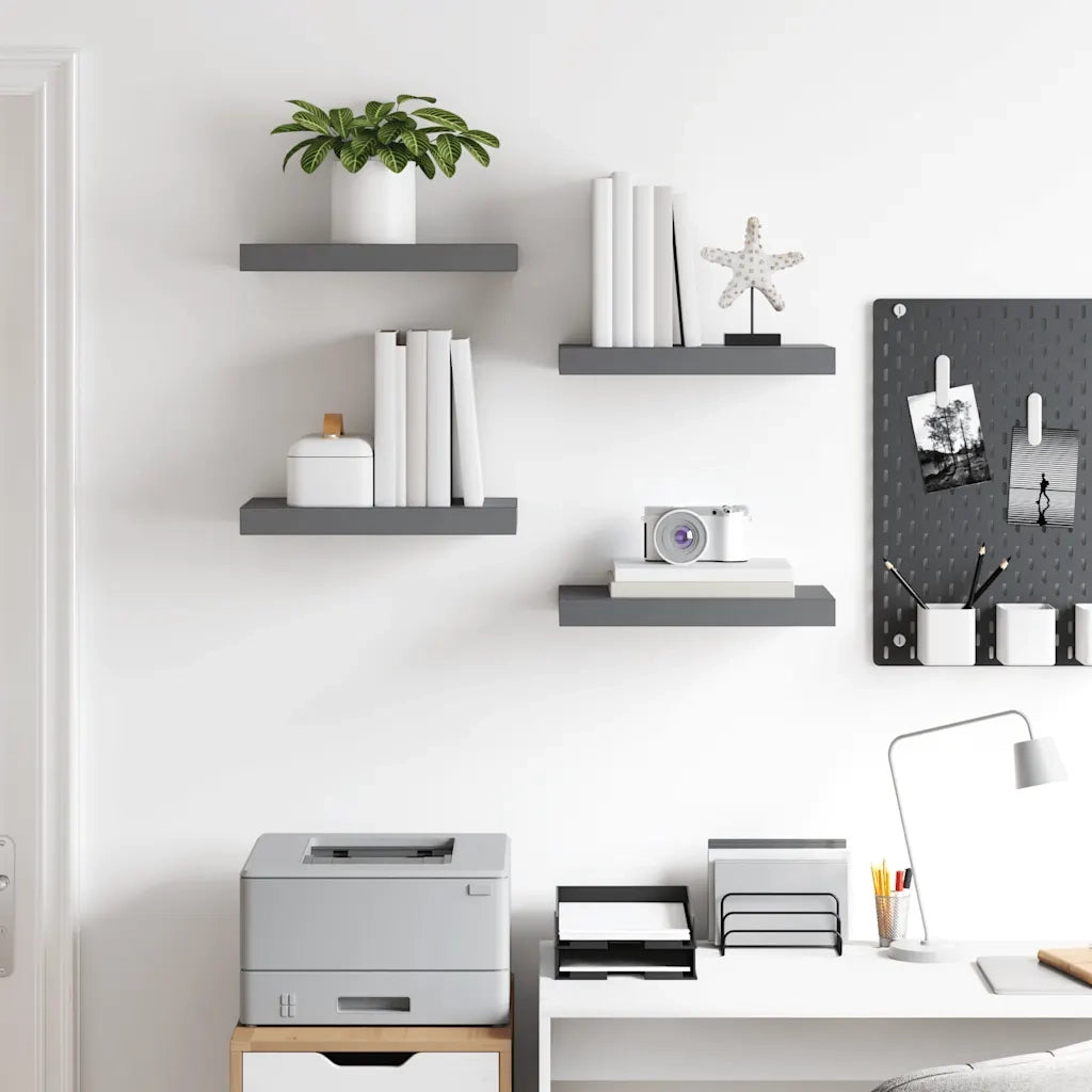 Scaffali a Parete 4 pz Grigio Lucido 40x23x3,8 cm in MDF cod mxl 33116