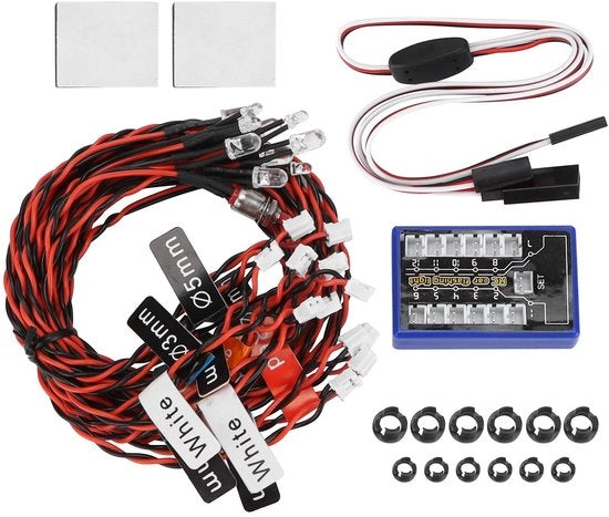 Pulsante a distanza per illuminazione di segnalazione - 12 LED - Adatto per auto RC - Facile da utilizzare - Modi di lampeggio realistici - Regolazione flessibile