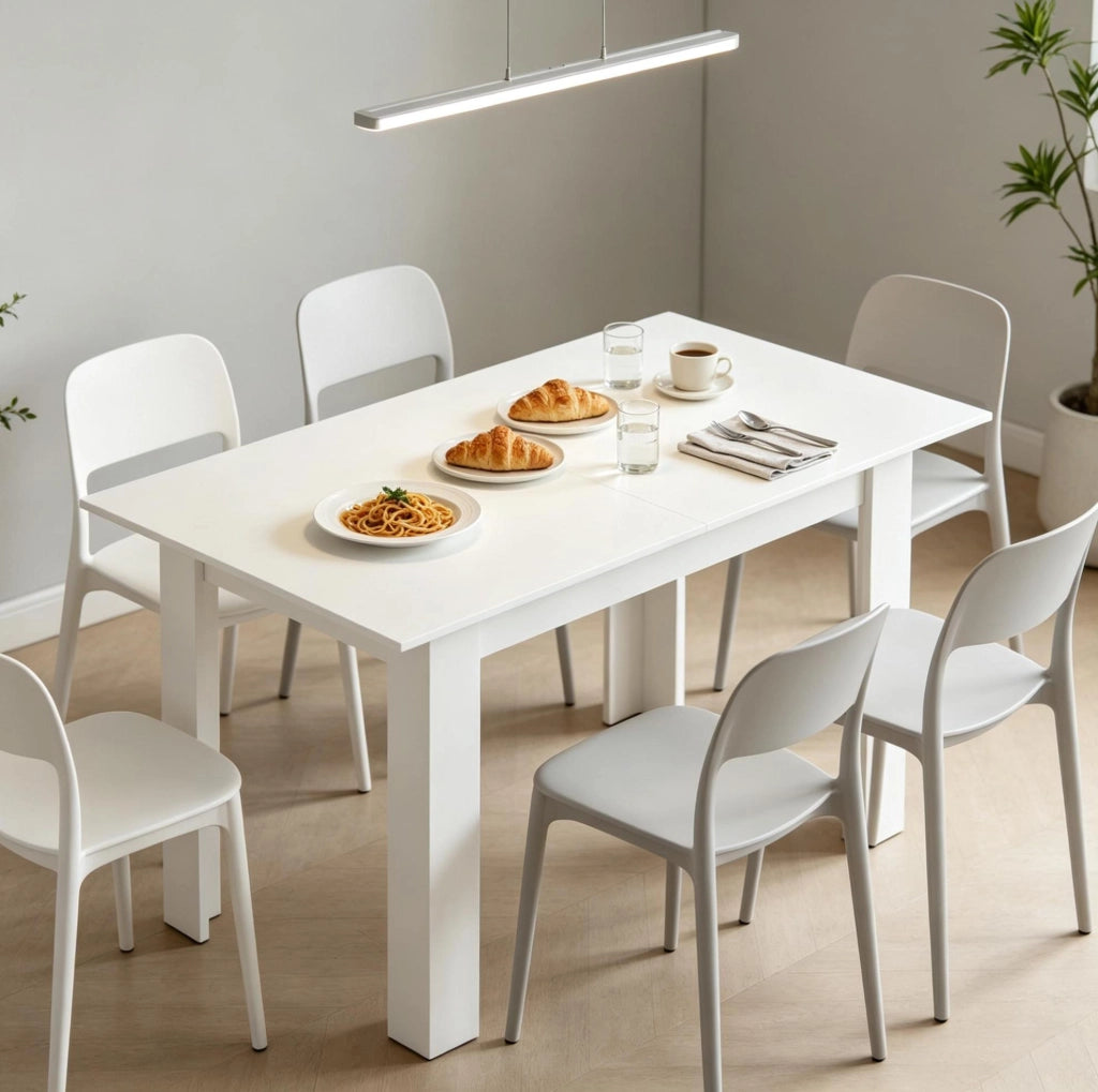 Tavolo da pranzo allungabile bianco 140-180x80 cm