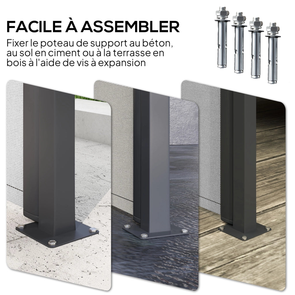 Paravento Retrattile ¨C zephmum ¨C 300x180 cm Grigio Chiaro Polyester