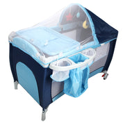 Culla per bimbo pieghevole con zanzariera 120x60x76cm lettino bimbo a due livelli regolabile Blu-Culle